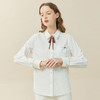 Famecoco范可儿纯色洗水棉衬衫女翻领长袖明线刺绣衬衣F228BH006 商品缩略图0