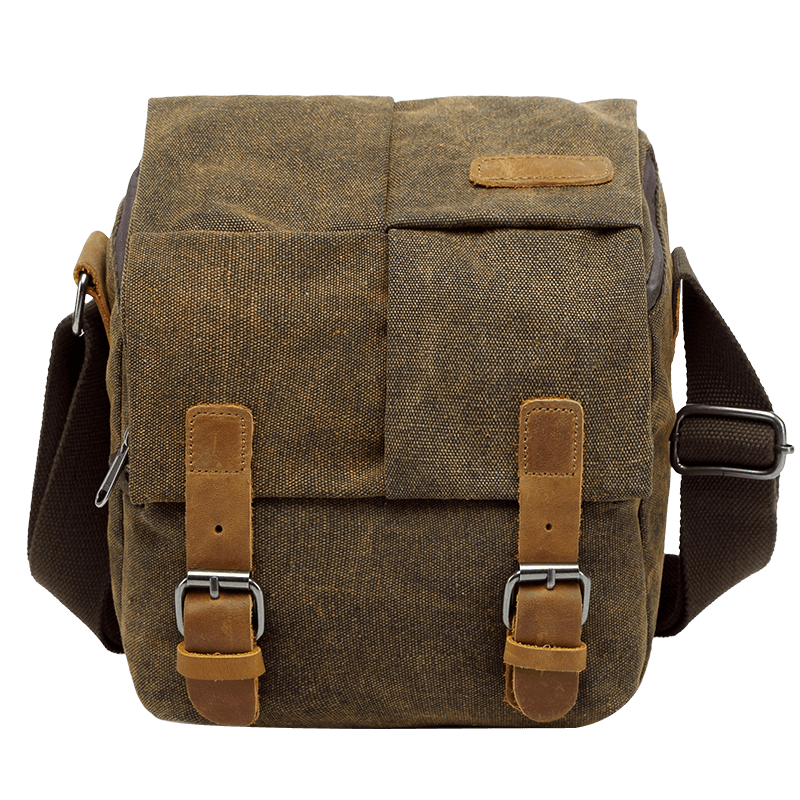 狼族优选丨复古单肩摄影包 单反便携斜挎包 日韩防泼水帆布男女相机包咖啡色