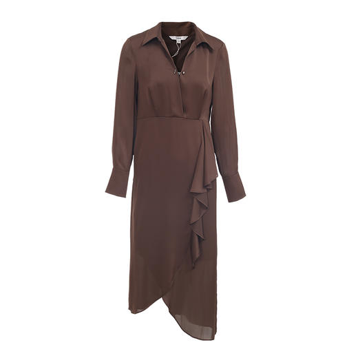 VIMAGE纬漫纪秋季新款女装不对称裙摆A字裙高腰V领显瘦连衣裙V1807405 商品图6