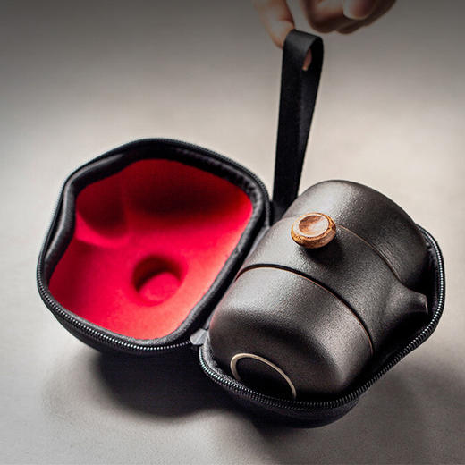 陶瓷旅行茶具套装快客杯一壶二杯便携式功夫茶壶套装户外简约 安然旅行茶具（白砂） 商品图9