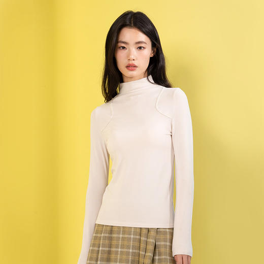 锁温33度！自带胸垫的打底衫！外穿不尴尬 内茵高领长袖打底衫 美雅碧半高领Brain打底衫 商品图1