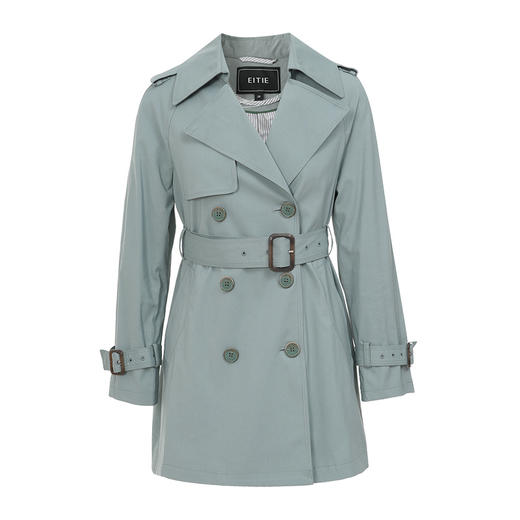 EITIE爱特爱秋季新款经典双排扣显瘦通勤蓝色a字收腰风衣外套C2204006 商品图5