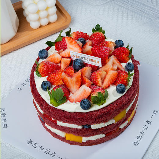 红丝绒水果.裸蛋糕【需要提前三小时预订哟】 商品图1