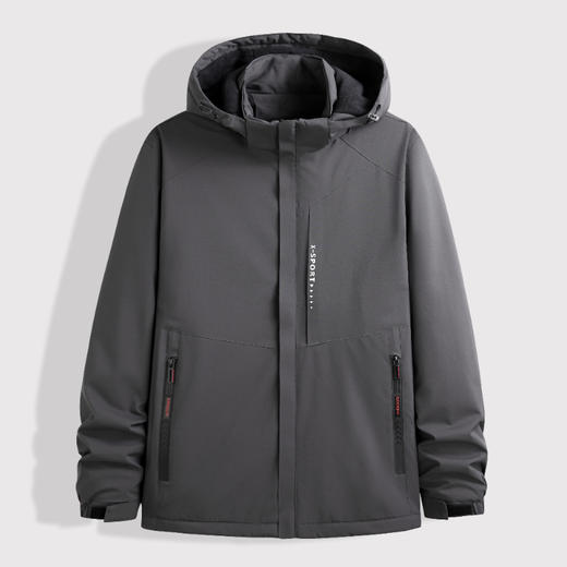 加绒【新款DK】大依优型大码男装加绒外套夹克加肥加大胖子穿内里加绒上衣可拆帽大号 商品图2