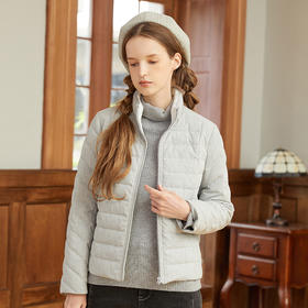 Famecoco范可儿90白鸭绒女士轻羽绒短款冬季立领保暖外套F228AM004