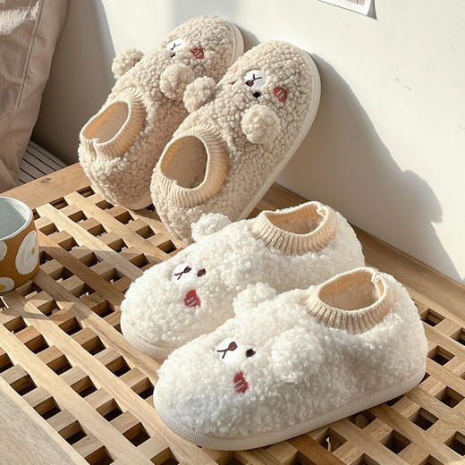 棉拖鞋冬家居室内防滑月子鞋卡通可爱毛毛拖鞋包跟棉鞋女冬天 商品图1