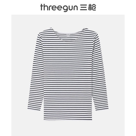 Threegun三枪 【新疆弹力棉】彩条一字领女士长袖上衣打底衫-23192A111 商品图0