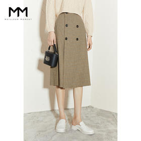 【商场同款】麦檬冬千鸟格纹双排扣装饰半身裙5CA241911