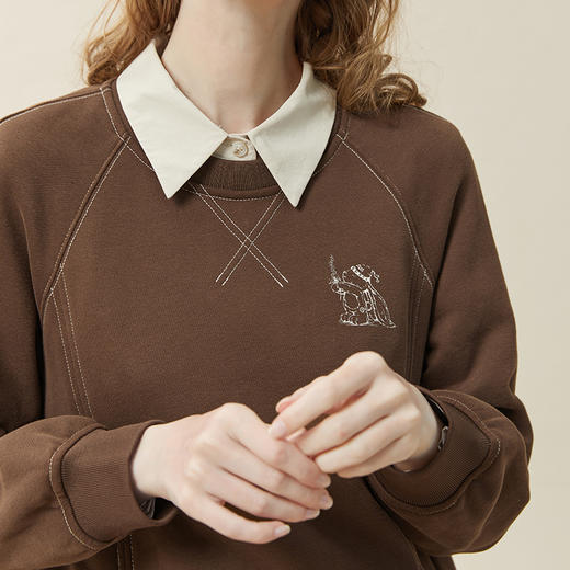 Famecoco范可儿假两件卫衣女秋冬设计师小众圆领套头上衣 商品图1