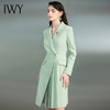 IWY/绿色英伦风长袖职业连衣裙时尚秋季浅绿色西装领气质修身ol裙子正装223198Q1 商品缩略图1