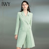 IWY/绿色英伦风长袖职业连衣裙时尚秋季浅绿色西装领气质修身ol裙子正装223198Q1 商品缩略图0