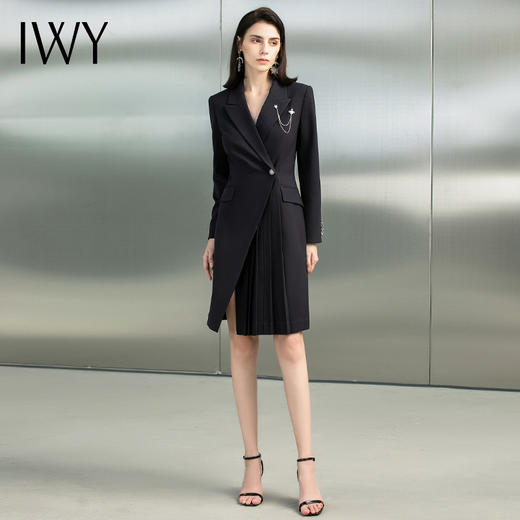 IWY/秋季新品时尚高档职业装连衣裙女长袖西装裙修身显瘦主持人正装2231110Q1 商品图4