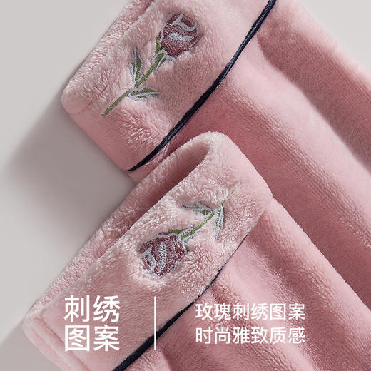 爱帝女士加绒中厚保暖刺绣睡衣家居服套装 商品图2