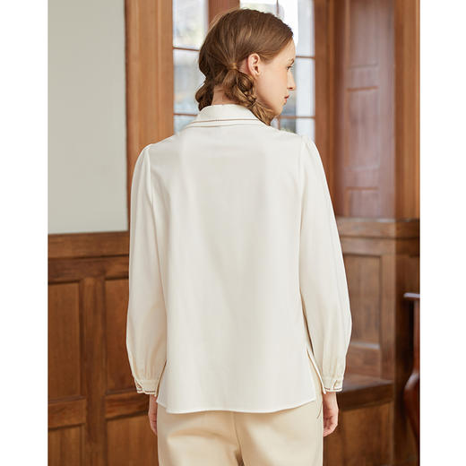 Famecoco范可儿花瓣领衬衫女设计感小众秋冬季蝴蝶结衬衣F228BH008 商品图2