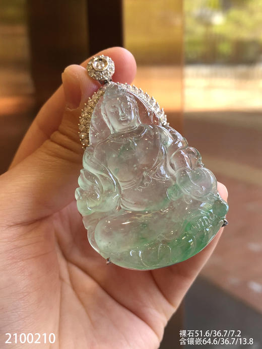 高冰木纳飘翠持经观音吊坠【2100210】具体价格微信咨询 商品图1