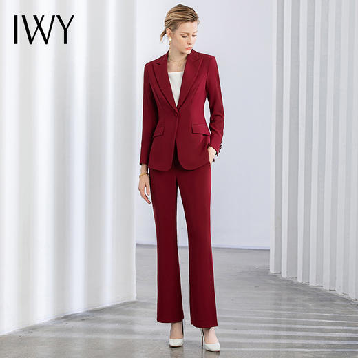IWY/秋冬新款长袖酒红色西装套装女士工作服经理职业装正装工装C11359+P31359 商品图2
