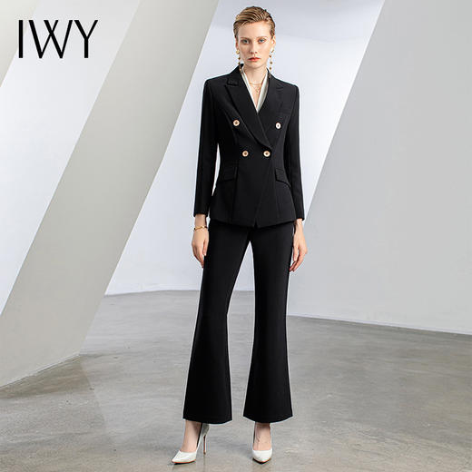 IWY/黑色职业西装套装女经理商务正装比亚迪销售西服2022年秋冬工作服C11355+P31355 商品图1