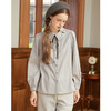 Famecoco范可儿花瓣领衬衫女设计感小众秋冬季蝴蝶结衬衣F228BH008 商品缩略图4