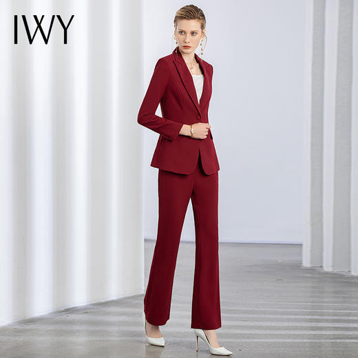 IWY/秋冬新款长袖酒红色西装套装女士工作服经理职业装正装工装C11359+P31359 商品图4