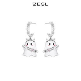 ZEGL设计师万圣节之夜系列小幽灵耳钉女可爱搞怪耳环925银针耳饰