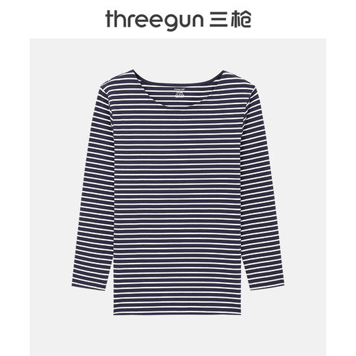 Threegun三枪 【新疆弹力棉】彩条一字领女士长袖上衣打底衫-23192A111 商品图4