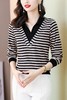 KQL 210H976经典条纹T恤拼接假两件大码打底衫 商品缩略图3