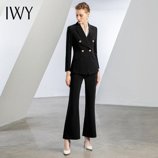 IWY/黑色职业西装套装女经理商务正装比亚迪销售西服2022年秋冬工作服C11355+P31355 商品图0