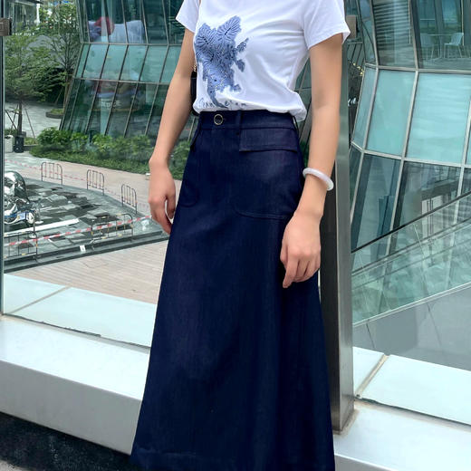 牛仔2B5211--黛蓝色半裙 商品图0