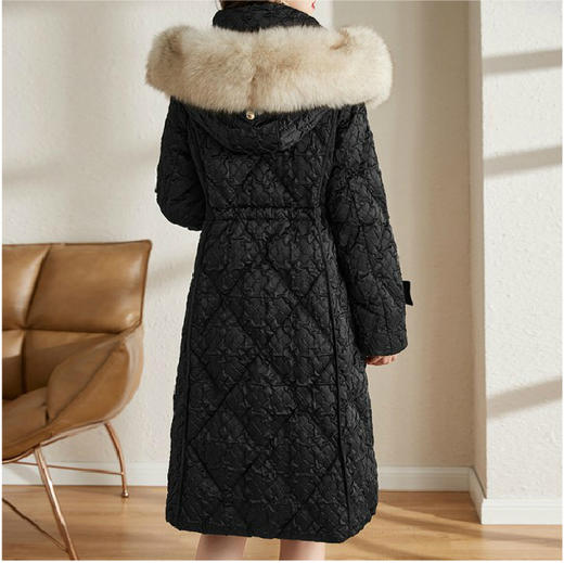 ZS-9801秋冬新款大码狐狸大毛领简约宽松中长款90鹅绒羽绒服 商品图3