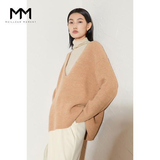 【商场同款】麦檬冬时尚廓形V领针织衫5CB132871 商品图0