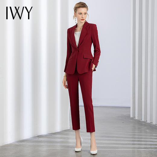 IWY/秋冬新款酒红色职业西装套装女宴会主持人商务修身正装厚款 CP11359 商品图7