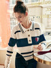 OLrain欧芮儿法式条纹毛衣女春季2025年新款学院风polo领针织上衣 商品缩略图1