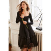 欧芮儿黑色连衣裙女秋冬2021年新款收腰显瘦赫本风欧根纱拼接裙子 商品缩略图4