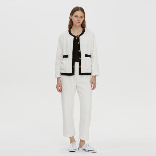 时髦家居服 BLEO 毛绒开襟金属扣外套+毛绒直筒长裤 商品图9