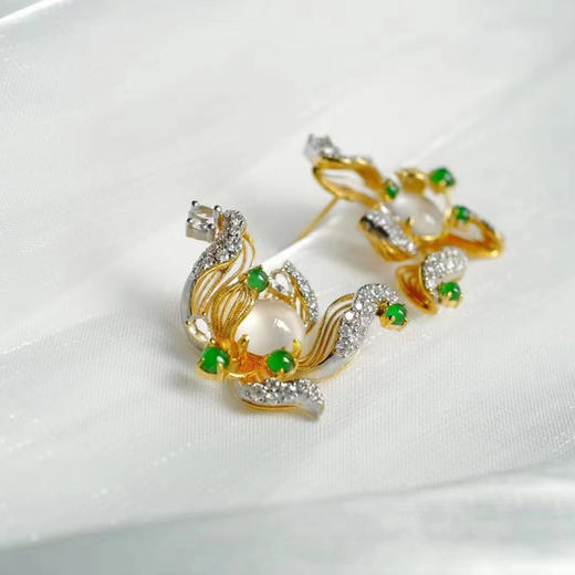 龢盒原创 清荷晨露 满钻耳钉 商品图1