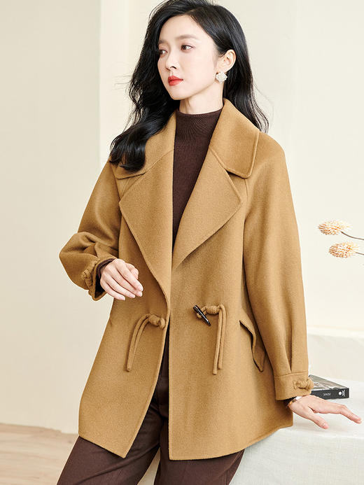 剩S/M/XL/XXL 米思阳2025冬季新款复古气质小个子100%羊毛大衣盘扣毛呢外套女厚3756 商品图0