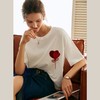 欧芮儿白色T恤女2021秋冬新款爱心团设计感小众圆领短袖洋气上衣 商品缩略图1