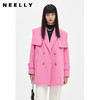NEELLY纳俪商场同款千鸟格毛呢外套女中长款双排扣翻领减龄大衣冬N22103N01078 商品缩略图2