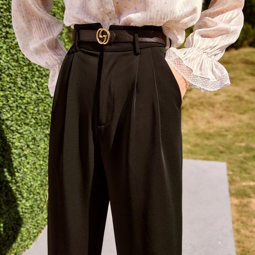 欧芮儿黑色休闲裤女春季2022新款高腰显瘦垂感直筒拖地阔腿裤 商品图1