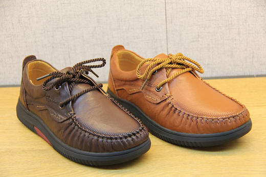 豪行秋季新款20308658豆豆鞋系带牛皮防滑软底真皮女鞋透气妈妈鞋 商品图2