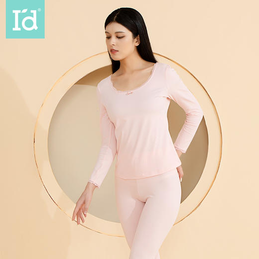 I'd爱帝女式蕾丝棉莫代尔打底保暖内衣套装 商品图4