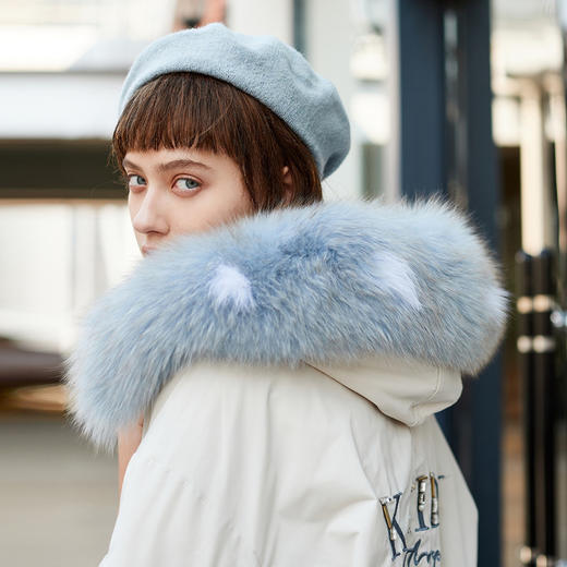 欧芮儿2019冬季新款羽绒服女中长款字母绣花白鸭绒外套 商品图2