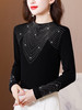 MZ11216 2022新款烫钻打底衫女士冬装妈妈半高领小衫时尚洋气加绒加厚上衣 商品缩略图1