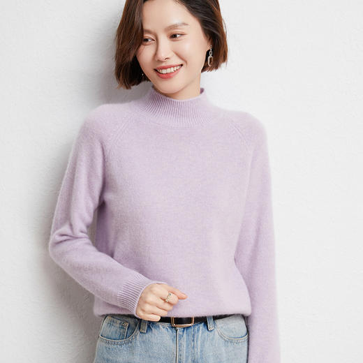 QHJY-JYBG22098女式羊毛衫纯色半高领打底衫毛衣加厚宽松套头羊毛针织衫冬季新款 商品图4