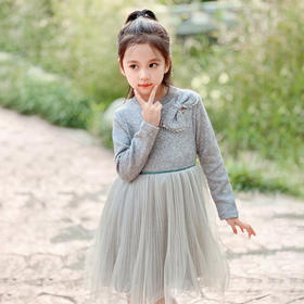 非质量问题不退换~pureshare蓬纱馆公主裙女童连衣裙秋冬裙礼服-蝴蝶结毛衣连衣裙