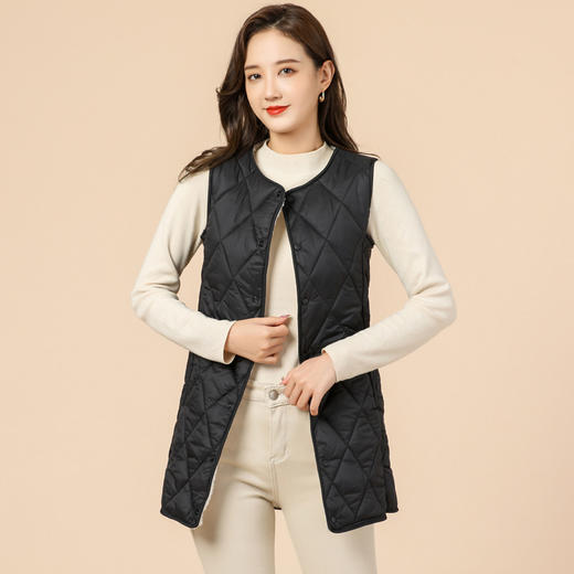 SX-8226女士冬季长款保暖时尚毛绒加绒马甲新款一体绒长马甲8226 商品图4