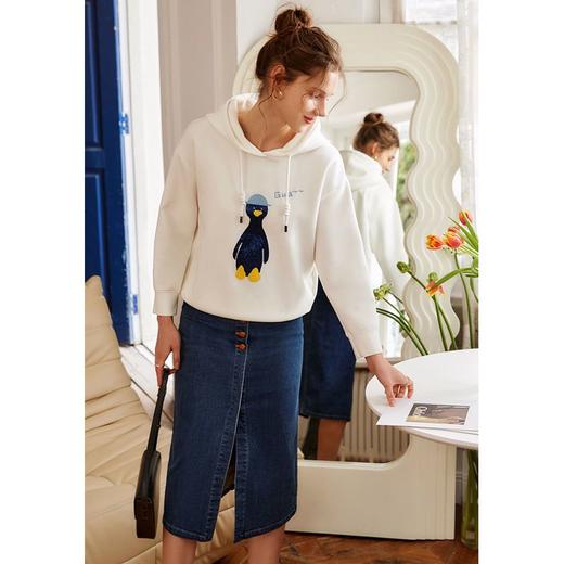 欧芮儿连帽卫衣女春季2022年新款重工企鹅刺绣休闲减龄百搭上衣 商品图4