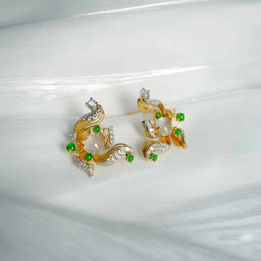 龢盒原创 清荷晨露 满钻耳钉 商品图0