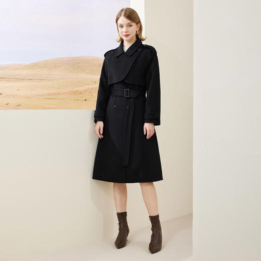 MH9J9斯尔丽瑟俪2022年冬上新商场同款立体剪裁双片式风衣款阔版大衣 商品图2