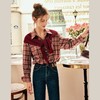 OLrain欧芮儿法式格纹衬衫女秋季2022新款宽松复古衬衣披肩两件套 商品缩略图1